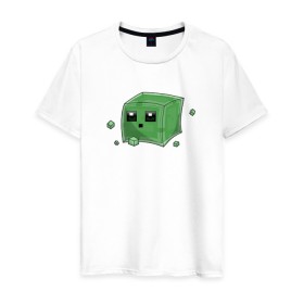 Мужская футболка хлопок с принтом Minecraft слизень в Петрозаводске, 100% хлопок | прямой крой, круглый вырез горловины, длина до линии бедер, слегка спущенное плечо. | игра | мinecraft