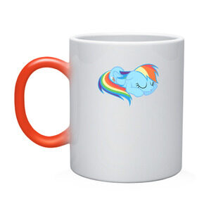 Кружка хамелеон с принтом Rainbow Dash sleeps в Петрозаводске, керамика | меняет цвет при нагревании, емкость 330 мл | pony | rainbow dash | деши спит :3поняшки | пони | сваг