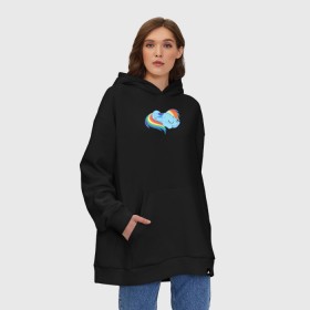 Худи SuperOversize хлопок с принтом Rainbow Dash sleeps в Петрозаводске, 70% хлопок, 30% полиэстер, мягкий начес внутри | карман-кенгуру, эластичная резинка на манжетах и по нижней кромке, двухслойный капюшон
 | pony | rainbow dash | деши спит :3поняшки | пони | сваг