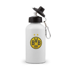 Бутылка спортивная с принтом Borussia Dortmund в Петрозаводске, металл | емкость — 500 мл, в комплекте две пластиковые крышки и карабин для крепления | Тематика изображения на принте: bvb borussia mr marcoreus dortmund borussiado