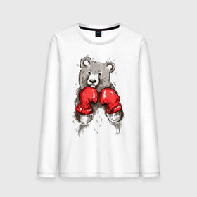 Мужской лонгслив хлопок с принтом Russia boxing в Петрозаводске, 100% хлопок |  | boxing | бокс | медведь | мишка | перчатки | спорт