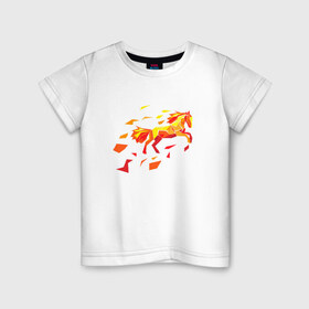 Детская футболка хлопок с принтом Fire horse в Петрозаводске, 100% хлопок | круглый вырез горловины, полуприлегающий силуэт, длина до линии бедер | fire | horse | лошадь | огон