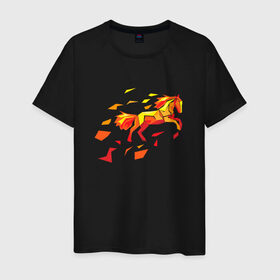 Мужская футболка хлопок с принтом Fire horse в Петрозаводске, 100% хлопок | прямой крой, круглый вырез горловины, длина до линии бедер, слегка спущенное плечо. | fire | horse | лошадь | огон