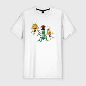 Мужская футболка премиум с принтом Пчелка Майя в Петрозаводске, 92% хлопок, 8% лайкра | приталенный силуэт, круглый вырез ворота, длина до линии бедра, короткий рукав | 