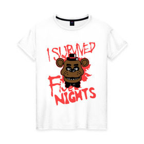 Женская футболка хлопок с принтом Five Nights At Freddy`s в Петрозаводске, 100% хлопок | прямой крой, круглый вырез горловины, длина до линии бедер, слегка спущенное плечо | five nights at freddys | fnaf | freddy | игры | медведь | мишка | фнаф | фредди