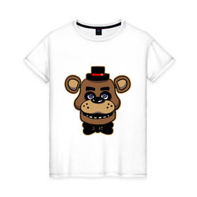 Женская футболка хлопок с принтом Five Nights At Freddy`s в Петрозаводске, 100% хлопок | прямой крой, круглый вырез горловины, длина до линии бедер, слегка спущенное плечо | five nights at freddys | fnaf | freddy | игры | медведь | мишка | фнаф | фредди