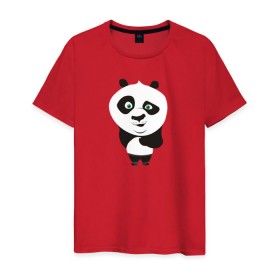 Мужская футболка хлопок с принтом Панда в Петрозаводске, 100% хлопок | прямой крой, круглый вырез горловины, длина до линии бедер, слегка спущенное плечо. | панда