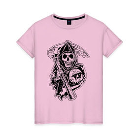 Женская футболка хлопок с принтом Sons Of Anarchy в Петрозаводске, 100% хлопок | прямой крой, круглый вырез горловины, длина до линии бедер, слегка спущенное плечо | anarchy | movie | sons | сериал