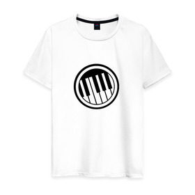 Мужская футболка хлопок с принтом Piano в Петрозаводске, 100% хлопок | прямой крой, круглый вырез горловины, длина до линии бедер, слегка спущенное плечо. | клавиши | музыка | пианино | фортепиано