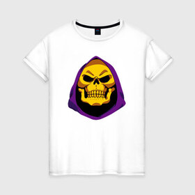 Женская футболка хлопок с принтом Skeletor в Петрозаводске, 100% хлопок | прямой крой, круглый вырез горловины, длина до линии бедер, слегка спущенное плечо | he man | skeletor
