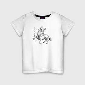 Детская футболка хлопок с принтом Стрелец в Петрозаводске, 100% хлопок | круглый вырез горловины, полуприлегающий силуэт, длина до линии бедер | знак зодиака | кентавр | стрелец