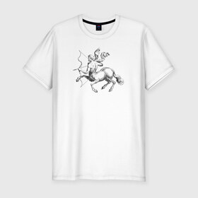 Мужская футболка премиум с принтом Стрелец в Петрозаводске, 92% хлопок, 8% лайкра | приталенный силуэт, круглый вырез ворота, длина до линии бедра, короткий рукав | знак зодиака | кентавр | стрелец