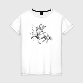 Женская футболка хлопок с принтом Стрелец в Петрозаводске, 100% хлопок | прямой крой, круглый вырез горловины, длина до линии бедер, слегка спущенное плечо | знак зодиака | кентавр | стрелец