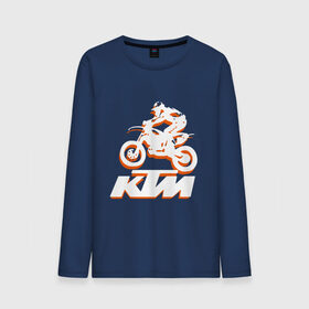 Мужской лонгслив хлопок с принтом KTM белый в Петрозаводске, 100% хлопок |  | Тематика изображения на принте: cross | ktm | motocross | кросс | мото