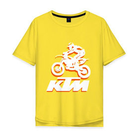Мужская футболка хлопок Oversize с принтом KTM белый в Петрозаводске, 100% хлопок | свободный крой, круглый ворот, “спинка” длиннее передней части | cross | ktm | motocross | кросс | мото