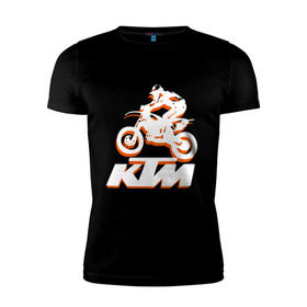 Мужская футболка премиум с принтом KTM белый в Петрозаводске, 92% хлопок, 8% лайкра | приталенный силуэт, круглый вырез ворота, длина до линии бедра, короткий рукав | cross | ktm | motocross | кросс | мото