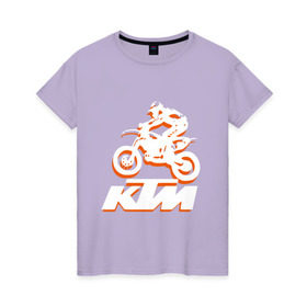 Женская футболка хлопок с принтом KTM белый в Петрозаводске, 100% хлопок | прямой крой, круглый вырез горловины, длина до линии бедер, слегка спущенное плечо | cross | ktm | motocross | кросс | мото