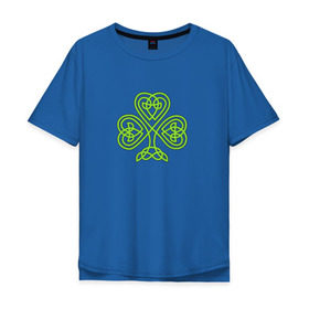 Мужская футболка хлопок Oversize с принтом Celtic сlover в Петрозаводске, 100% хлопок | свободный крой, круглый ворот, “спинка” длиннее передней части | Тематика изображения на принте: кельтский | клевер