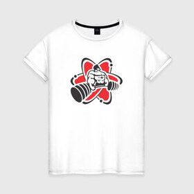 Женская футболка хлопок с принтом Powerlifting в Петрозаводске, 100% хлопок | прямой крой, круглый вырез горловины, длина до линии бедер, слегка спущенное плечо | 
