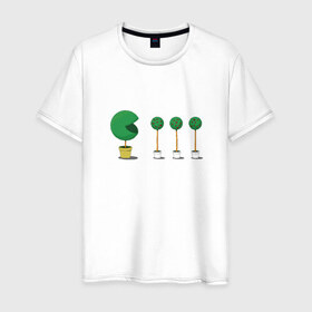Мужская футболка хлопок с принтом Pacman tree в Петрозаводске, 100% хлопок | прямой крой, круглый вырез горловины, длина до линии бедер, слегка спущенное плечо. | 