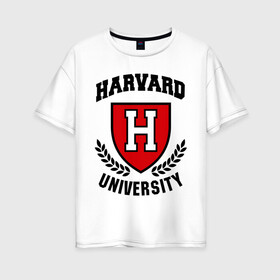 Женская футболка хлопок Oversize с принтом Гарвард в Петрозаводске, 100% хлопок | свободный крой, круглый ворот, спущенный рукав, длина до линии бедер
 | harvard | university | гарвард | институт | студентам | университет