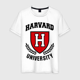 Мужская футболка хлопок с принтом Гарвард в Петрозаводске, 100% хлопок | прямой крой, круглый вырез горловины, длина до линии бедер, слегка спущенное плечо. | Тематика изображения на принте: harvard | university | гарвард | институт | студентам | университет