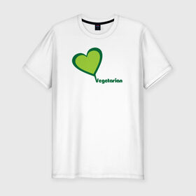 Мужская футболка премиум с принтом Vegetarian (Вегетерианство) в Петрозаводске, 92% хлопок, 8% лайкра | приталенный силуэт, круглый вырез ворота, длина до линии бедра, короткий рукав | 