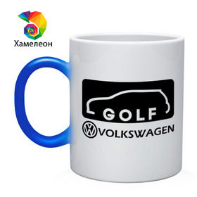Кружка хамелеон с принтом Фольцваген гольф в Петрозаводске, керамика | меняет цвет при нагревании, емкость 330 мл | golf | logo | volkswagen | гольф | логотип | фольцваген