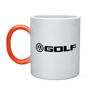Кружка хамелеон с принтом Volkswagen Golf в Петрозаводске, керамика | меняет цвет при нагревании, емкость 330 мл | golf | logo | volkswagen | гольф | логотип | фольцваген
