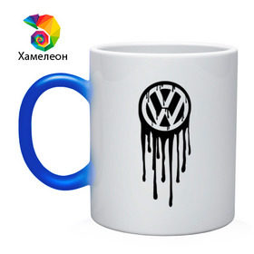 Кружка хамелеон с принтом Volkswagen в Петрозаводске, керамика | меняет цвет при нагревании, емкость 330 мл | Тематика изображения на принте: logo | volkswagen | логотип | фольцваген