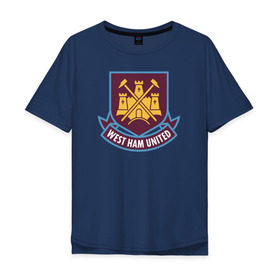 Мужская футболка хлопок Oversize с принтом Вест Хэм, BPL, West Ham в Петрозаводске, 100% хлопок | свободный крой, круглый ворот, “спинка” длиннее передней части | bpl | westham | вестхэм | новинка | отличные вещи для истинного болельщика вест хэмаwfc | футбол