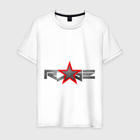 Мужская футболка хлопок с принтом R7GE в Петрозаводске, 100% хлопок | прямой крой, круглый вырез горловины, длина до линии бедер, слегка спущенное плечо. | Тематика изображения на принте: @ | r7ge | youtube | звезда | метал