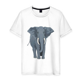 Мужская футболка хлопок с принтом Слон в Петрозаводске, 100% хлопок | прямой крой, круглый вырез горловины, длина до линии бедер, слегка спущенное плечо. | 