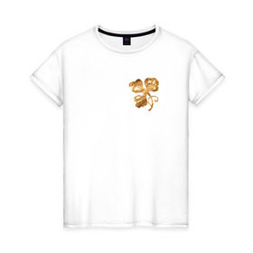 Женская футболка хлопок с принтом Gold shamrock в Петрозаводске, 100% хлопок | прямой крой, круглый вырез горловины, длина до линии бедер, слегка спущенное плечо | ирландия | клевер | патрик | трилистник | удача