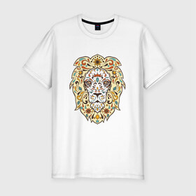 Мужская футболка премиум с принтом Art Lion в Петрозаводске, 92% хлопок, 8% лайкра | приталенный силуэт, круглый вырез ворота, длина до линии бедра, короткий рукав | Тематика изображения на принте: лев