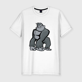 Мужская футболка премиум с принтом I am so cool! в Петрозаводске, 92% хлопок, 8% лайкра | приталенный силуэт, круглый вырез ворота, длина до линии бедра, короткий рукав | горилла | прикол