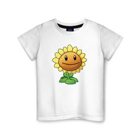 Детская футболка хлопок с принтом Plants Vs Zombies в Петрозаводске, 100% хлопок | круглый вырез горловины, полуприлегающий силуэт, длина до линии бедер | растения против зомби
