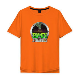 Мужская футболка хлопок Oversize с принтом Plants vs Zombies в Петрозаводске, 100% хлопок | свободный крой, круглый ворот, “спинка” длиннее передней части | растения против зомби
