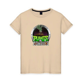Женская футболка хлопок с принтом Plants vs Zombies в Петрозаводске, 100% хлопок | прямой крой, круглый вырез горловины, длина до линии бедер, слегка спущенное плечо | растения против зомби