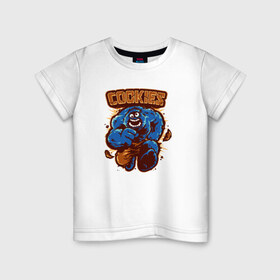 Детская футболка хлопок с принтом Печеньки в Петрозаводске, 100% хлопок | круглый вырез горловины, полуприлегающий силуэт, длина до линии бедер | cookie | коржик | монстр | печенье | улица сезам