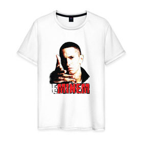 Мужская футболка хлопок с принтом Eminem, Еминем в Петрозаводске, 100% хлопок | прямой крой, круглый вырез горловины, длина до линии бедер, слегка спущенное плечо. | 