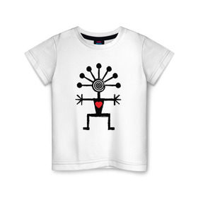 Детская футболка хлопок с принтом Кураймен (этночеловек) в Петрозаводске, 100% хлопок | круглый вырез горловины, полуприлегающий силуэт, длина до линии бедер | курай | кураймен | этника | этномотив
