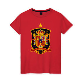 Женская футболка хлопок с принтом Spain National Football в Петрозаводске, 100% хлопок | прямой крой, круглый вырез горловины, длина до линии бедер, слегка спущенное плечо | испания | футбол