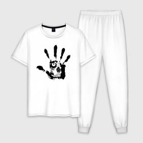 Мужская пижама хлопок с принтом Metallica (Pushead) в Петрозаводске, 100% хлопок | брюки и футболка прямого кроя, без карманов, на брюках мягкая резинка на поясе и по низу штанин
 | металлика