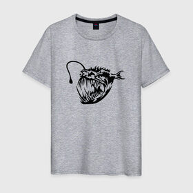 Мужская футболка хлопок с принтом Глубоководная рыба в Петрозаводске, 100% хлопок | прямой крой, круглый вырез горловины, длина до линии бедер, слегка спущенное плечо. | 
