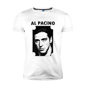 Мужская футболка премиум с принтом Аль Пачино в Петрозаводске, 92% хлопок, 8% лайкра | приталенный силуэт, круглый вырез ворота, длина до линии бедра, короткий рукав | : кино | al pacino | аль пачино