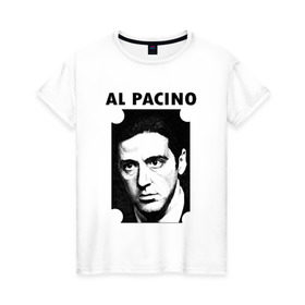 Женская футболка хлопок с принтом Аль Пачино в Петрозаводске, 100% хлопок | прямой крой, круглый вырез горловины, длина до линии бедер, слегка спущенное плечо | : кино | al pacino | аль пачино
