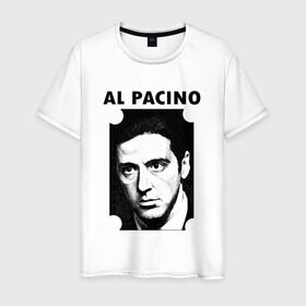 Мужская футболка хлопок с принтом Аль Пачино в Петрозаводске, 100% хлопок | прямой крой, круглый вырез горловины, длина до линии бедер, слегка спущенное плечо. | : кино | al pacino | аль пачино