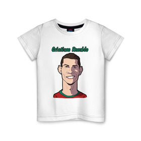 Детская футболка хлопок с принтом Cristiano Ronaldo в Петрозаводске, 100% хлопок | круглый вырез горловины, полуприлегающий силуэт, длина до линии бедер | real madrid | ronaldo | роналду | футбол