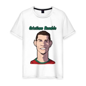 Мужская футболка хлопок с принтом Cristiano Ronaldo в Петрозаводске, 100% хлопок | прямой крой, круглый вырез горловины, длина до линии бедер, слегка спущенное плечо. | real madrid | ronaldo | роналду | футбол